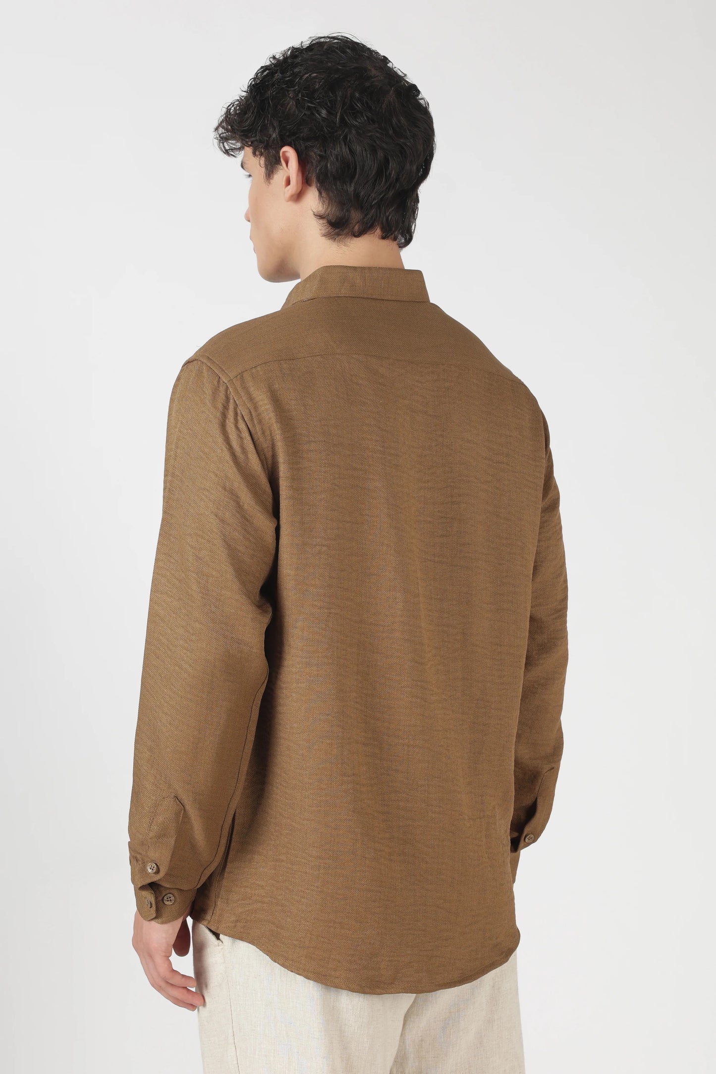 Orixta Premium Brown Embroidered Cotton Casual Shirt for Men | Full Sleeve Regular Fit Designer Button-Down Shirt